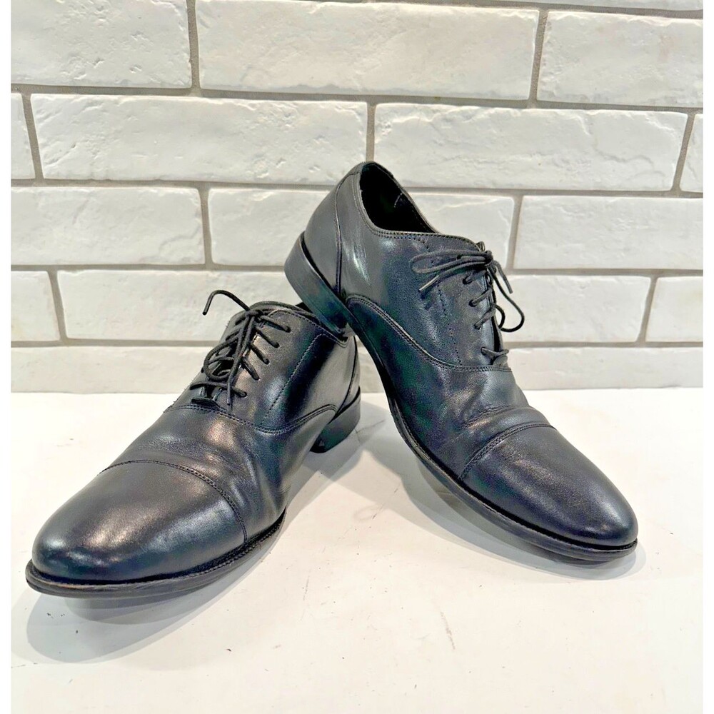 Cole Haan Men's Air Jackson Cap Toe Oxford US 13M Nappa Black Leather, Pre-Owned